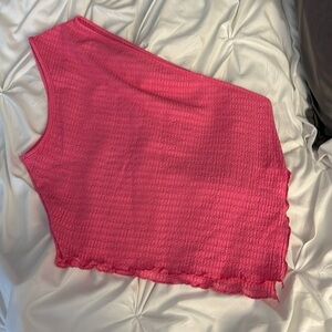 Pink, one shoulder going out top
